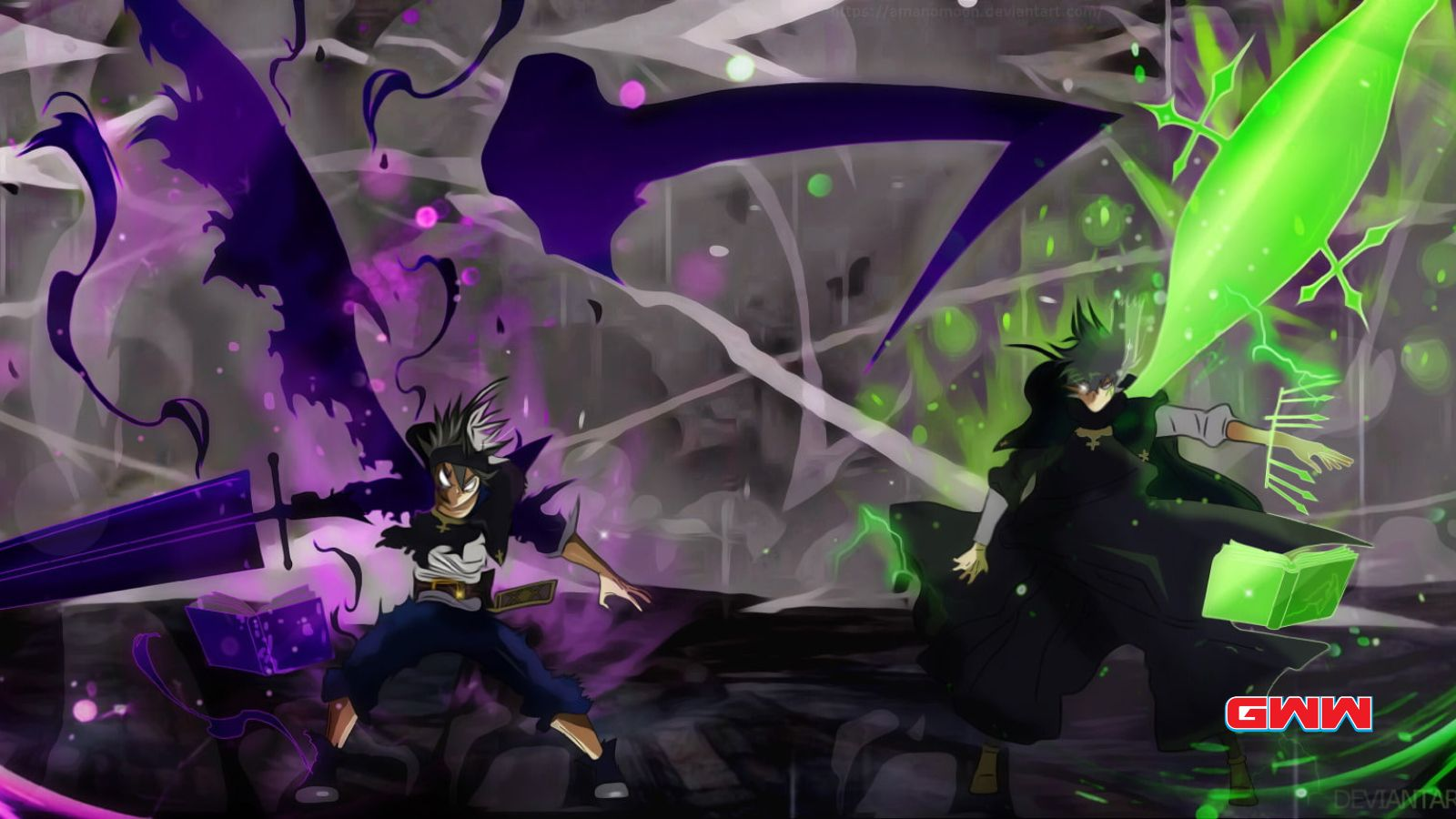 Asta and Yuno using their special powers awakening by Wallpaper Flare
