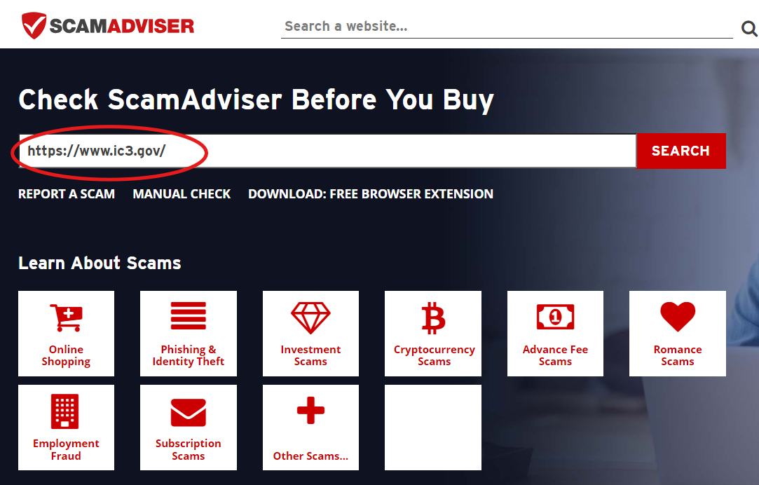 Scam website detectors image