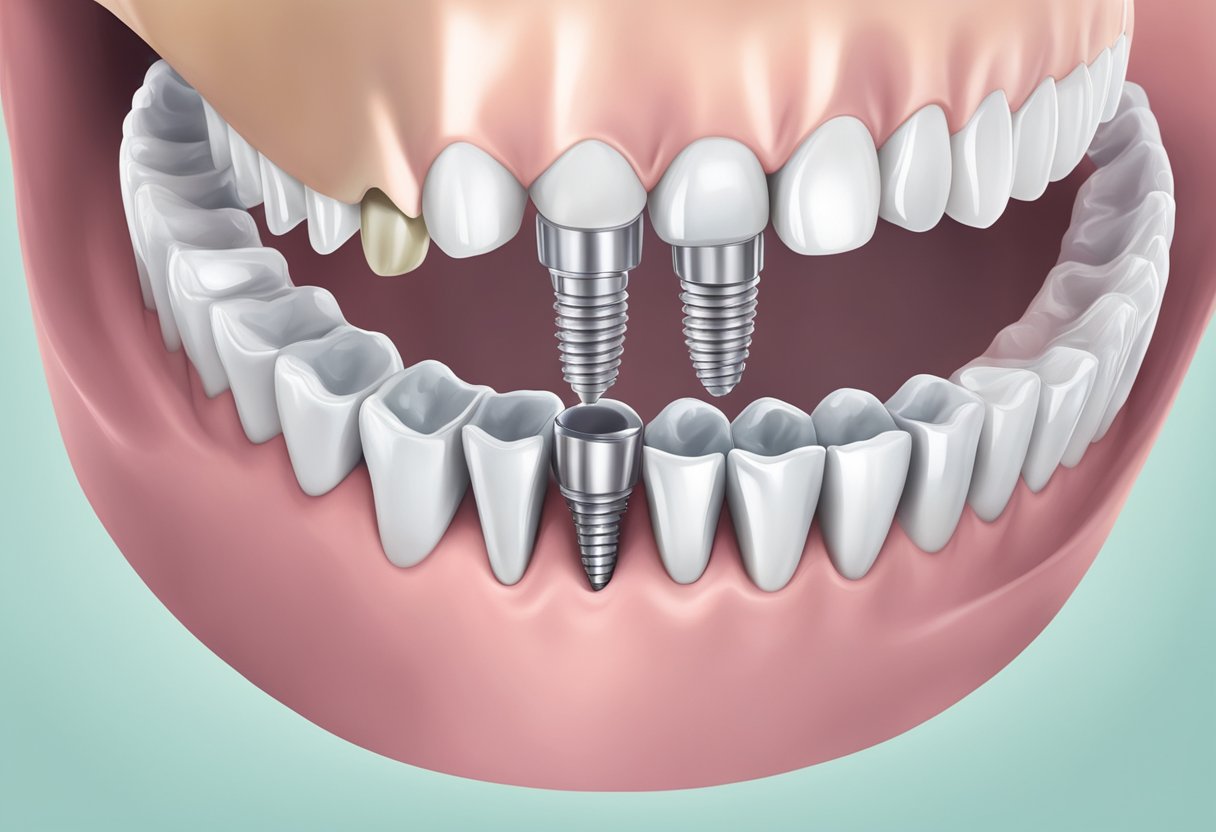 A dental implant being carefully placed and maintained by a dentist