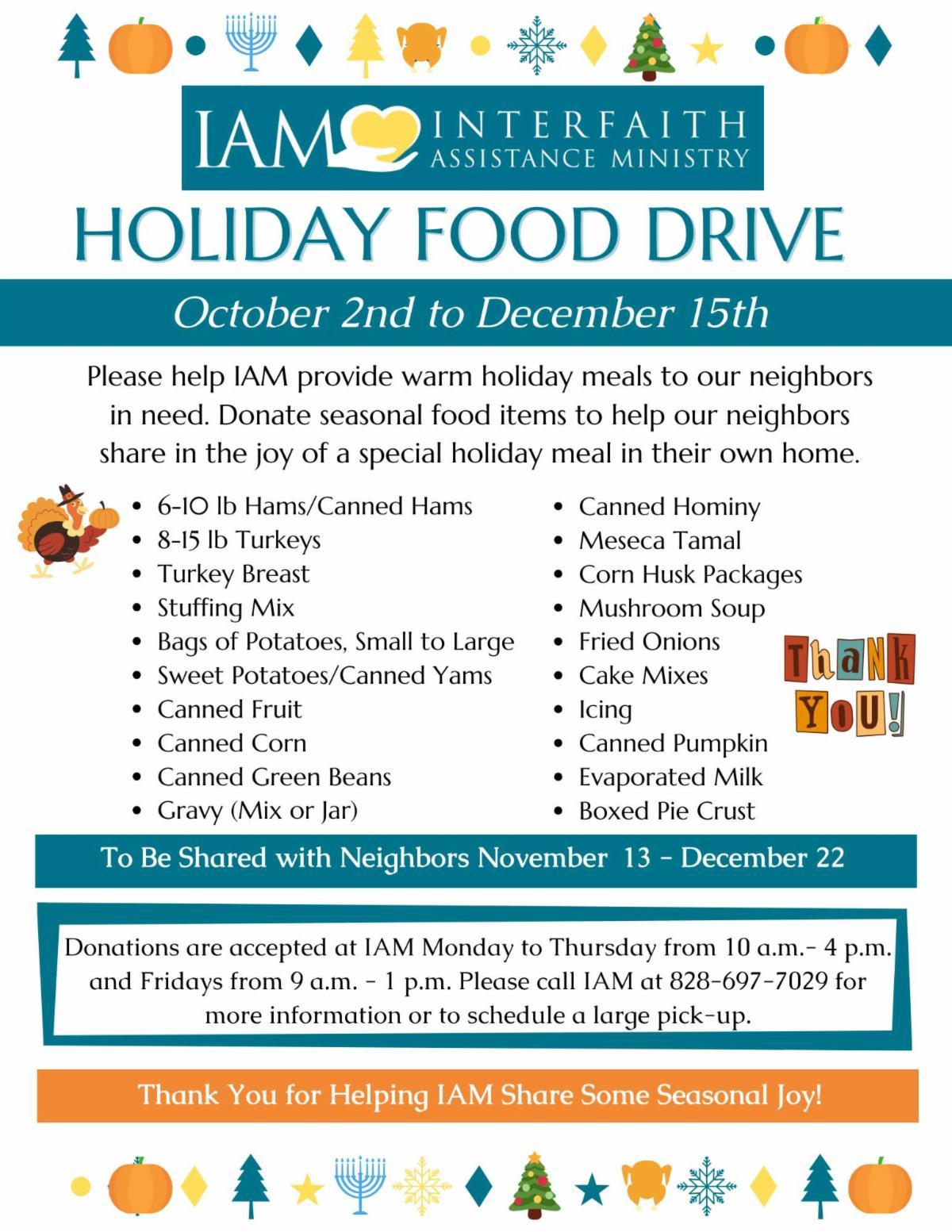 A poster for a holiday food drive

Description automatically generated