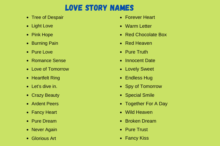 Love Story Names And Ideas