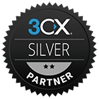 An image of the the 3CX Silver Partner badge achieved by Global Reach Internet Productions, which is an advanced certification demonstrating our authority, expertise, and experience.