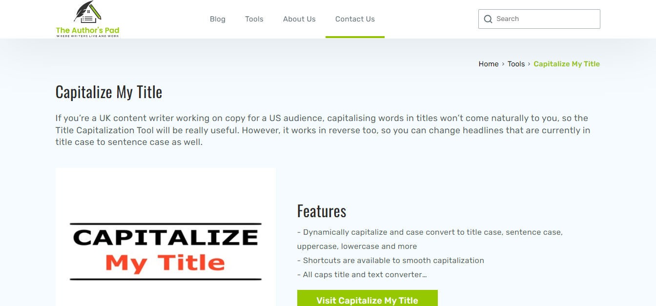 The Author's Pad Title Capitalization Tool