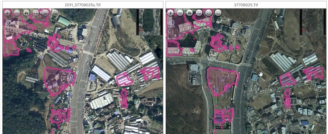 Analyze changes in Seongnam City, South Korea using Deep Block.