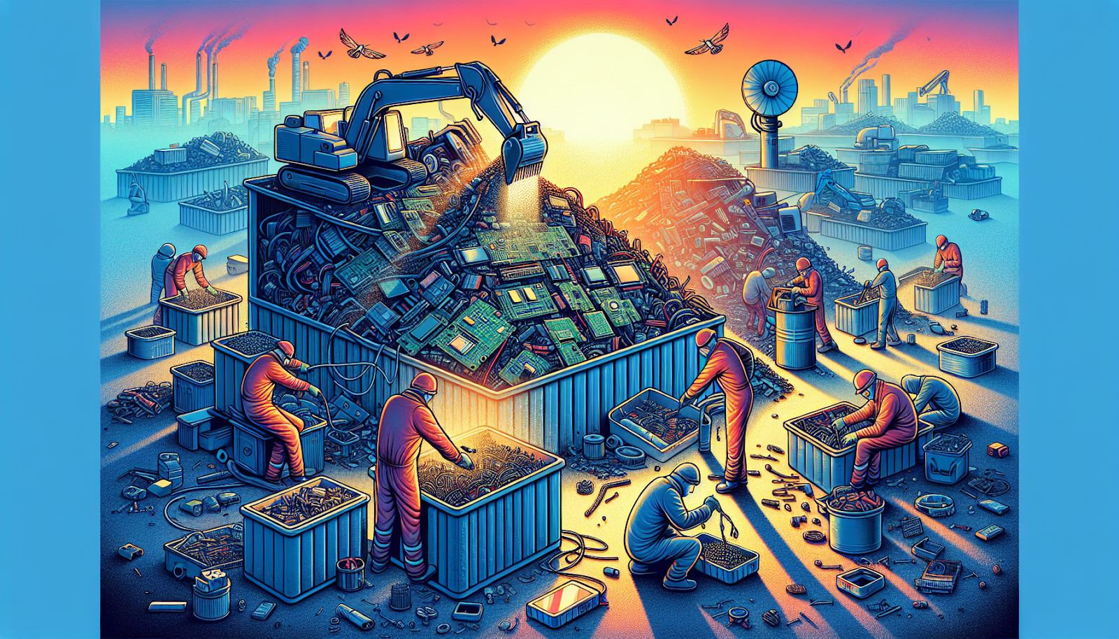 Illustration of salvaging parts from old electronics