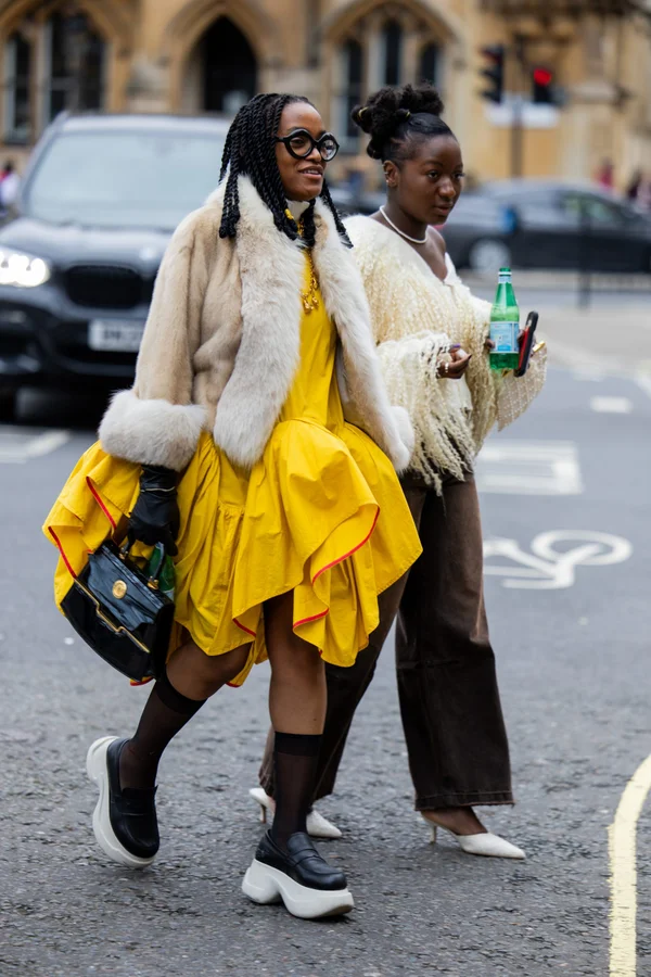 London Fashion Week AW24: Picture showing two fashion lovers looking rather stylish for the fashion show