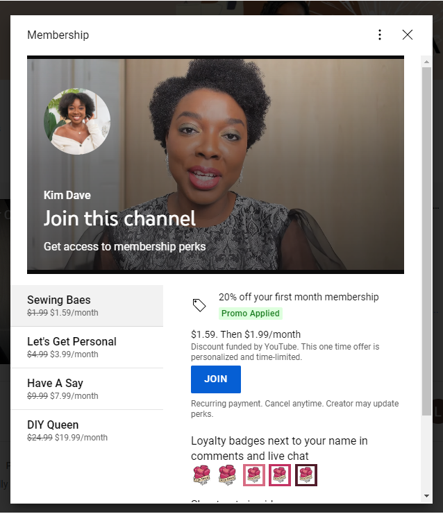 Youtube Channel Memberships