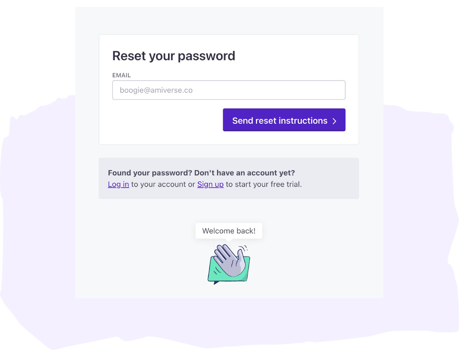 Customer.io reset your password screen