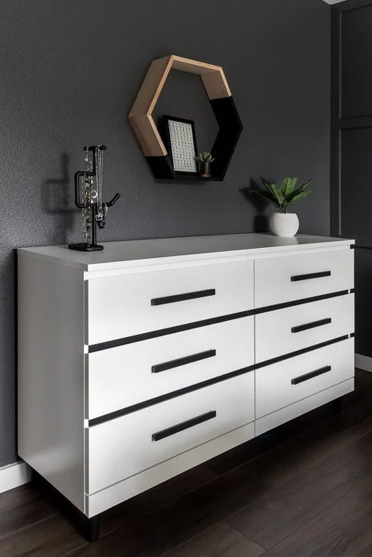 black and white malm dresser