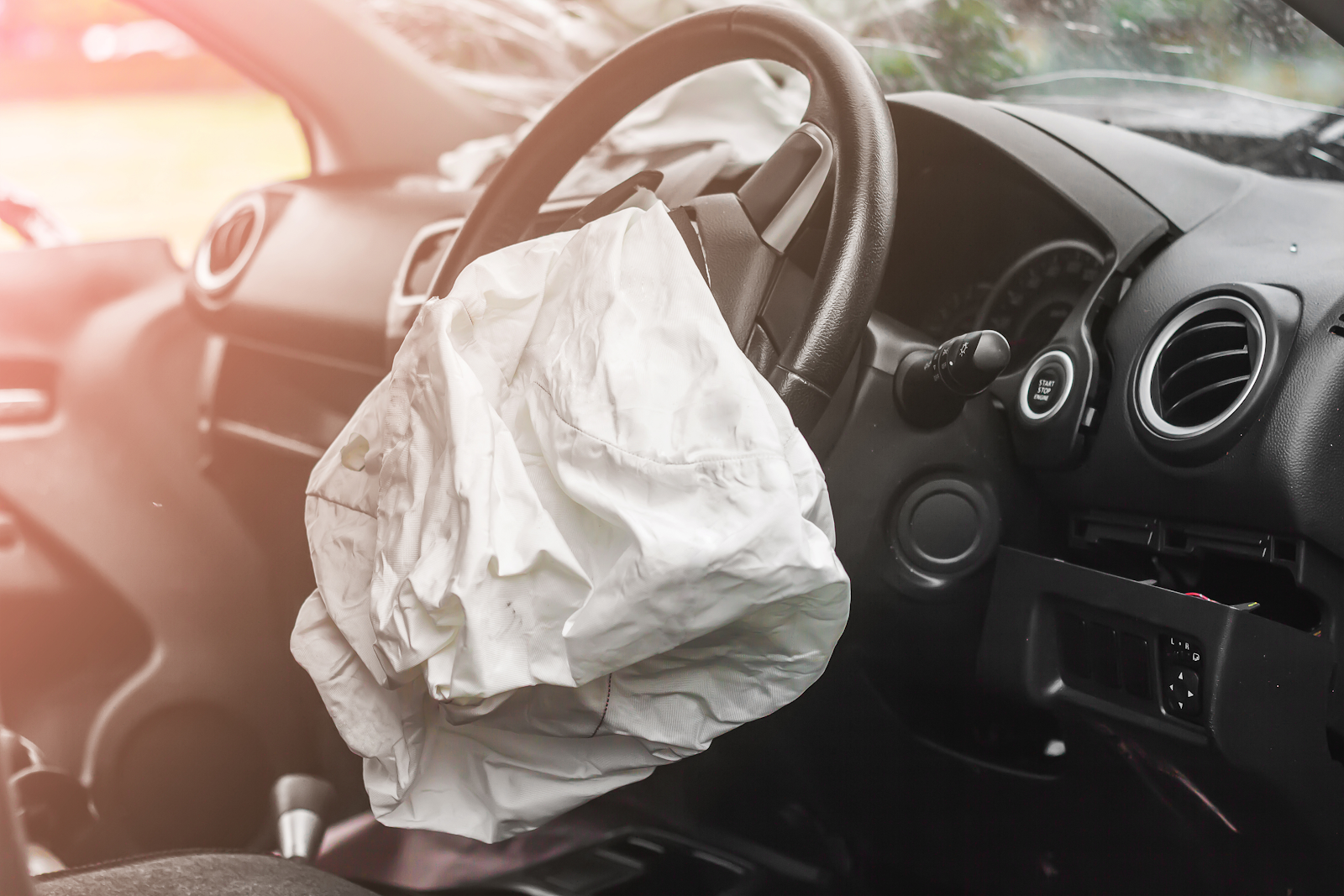 airbag deployed from a distracted driving accident
