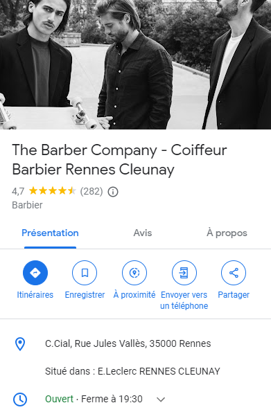 fiche google my business coiffeur barber rennes