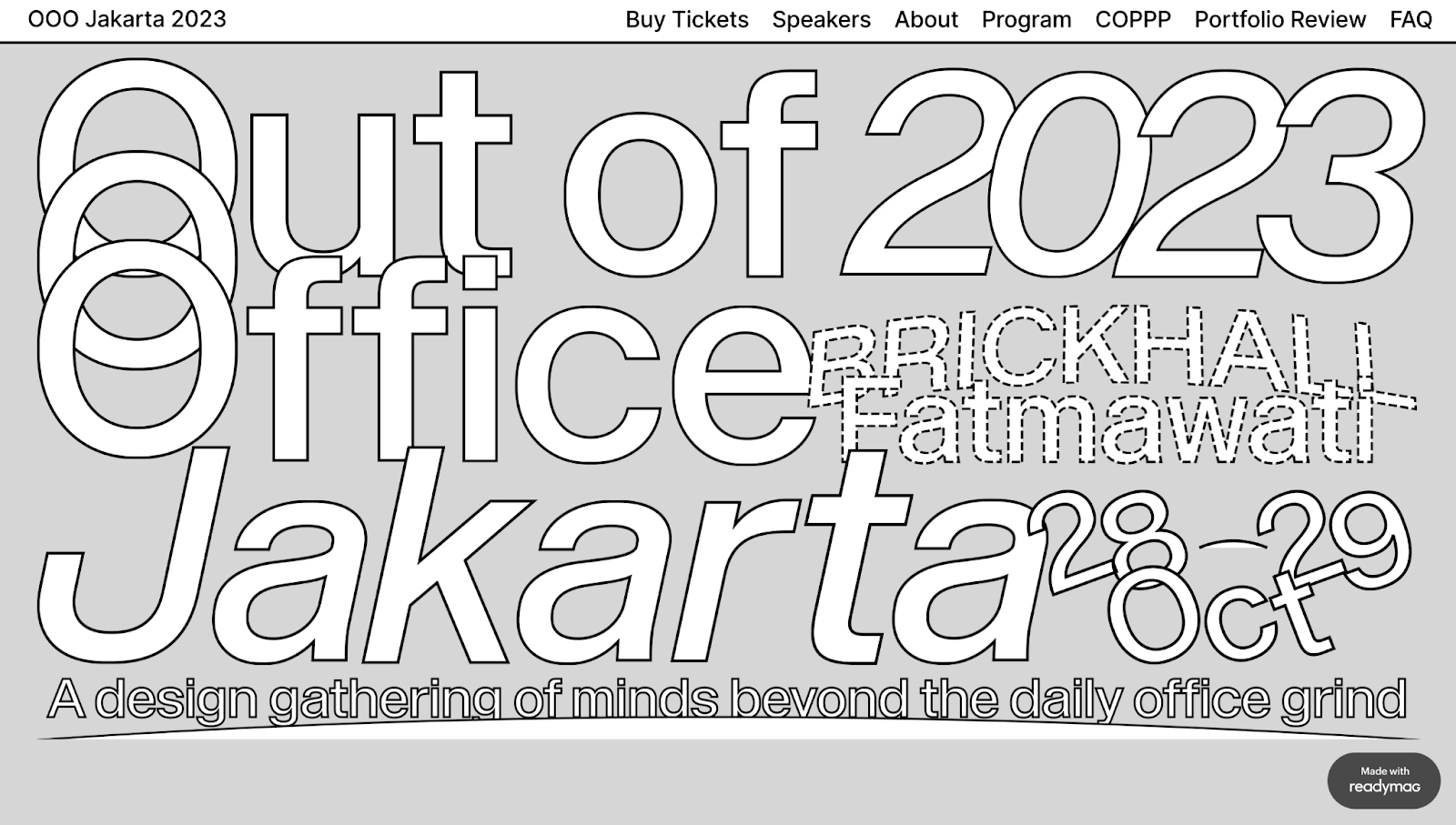 The “OOO Jakarta 2023” website was made with Readymag