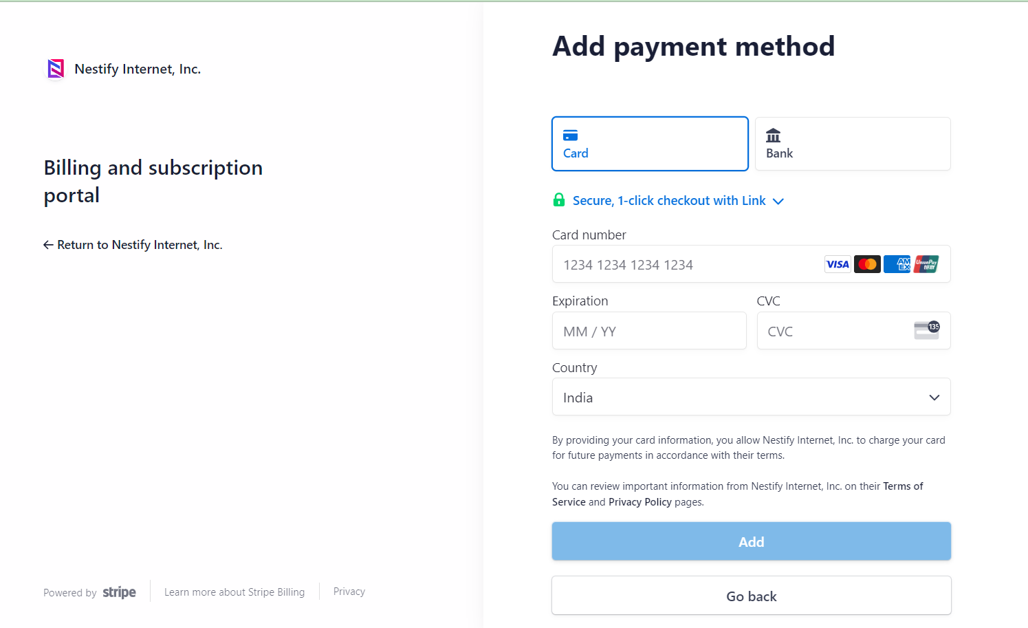 payment method