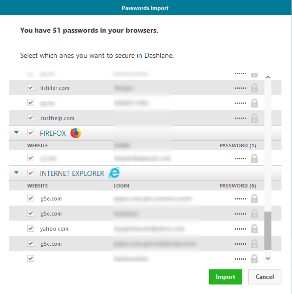 Dashlane password browser