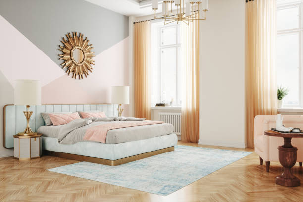 pink two colour combination for bedroom walls