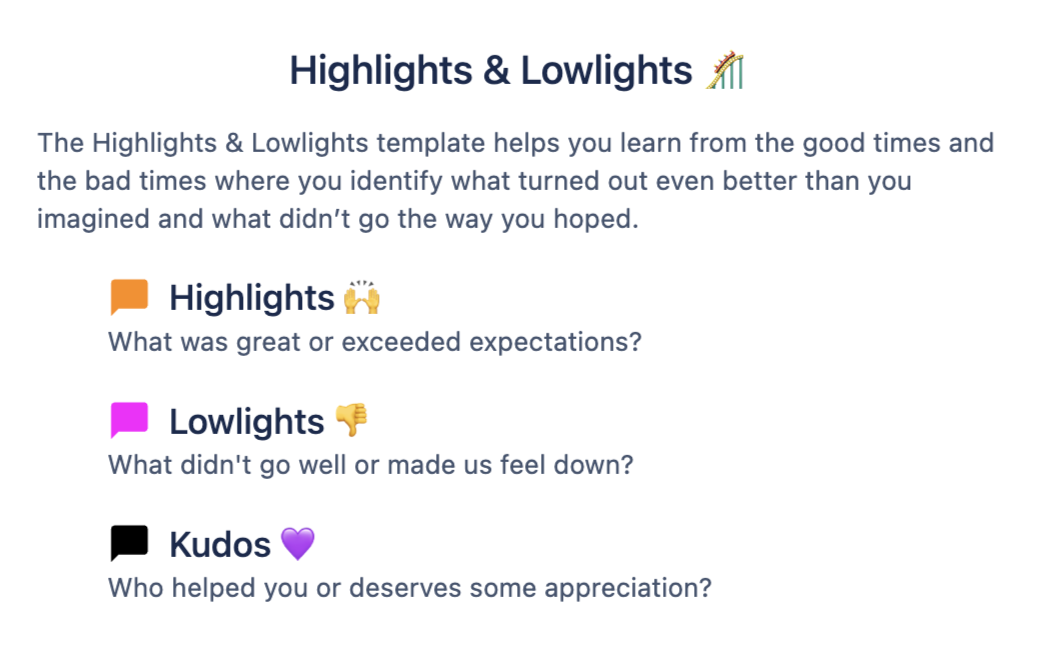 Highlights and Lowlights Retrospective Meeting Template