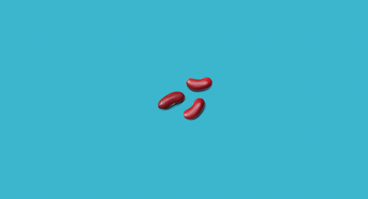 kidney beans on blue background