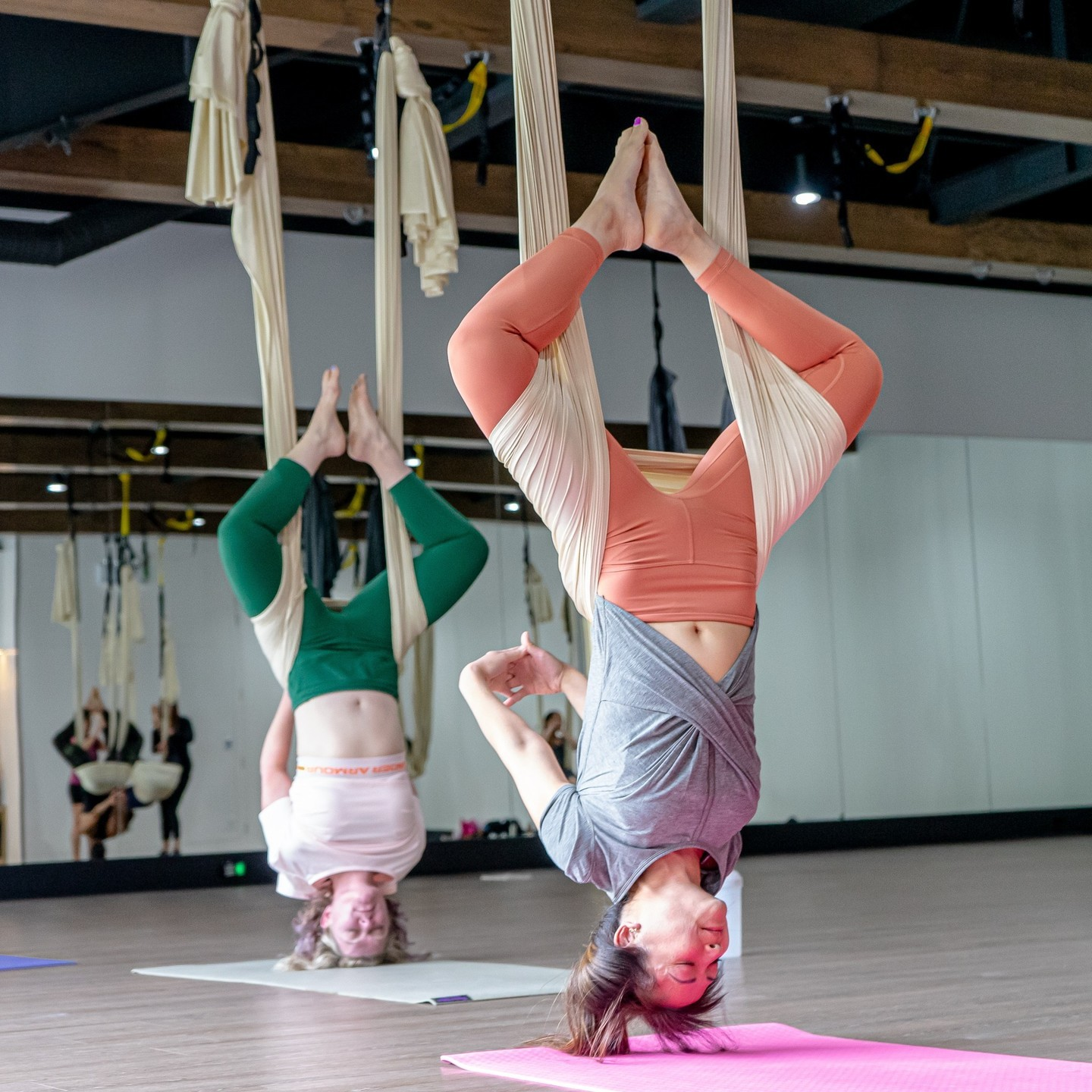 An ongoing Aerial Yoga class at Edgemont Athletic
