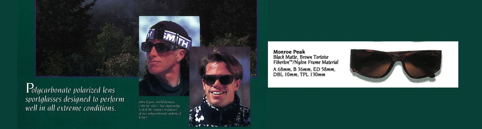 images from Smith Optics 1993 catalog showing the Monroe Peak sunglasses