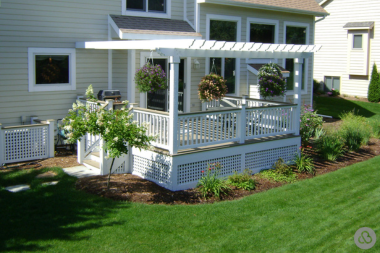 pros and cons reusing a deck frame for composite decking pergola with landscaping custom built michigan