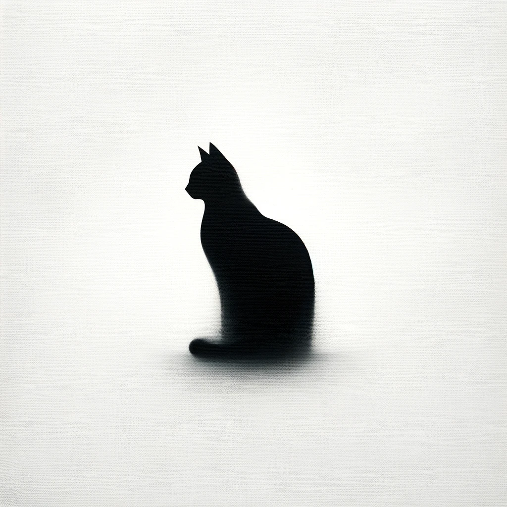 A minimalist image of a black cat