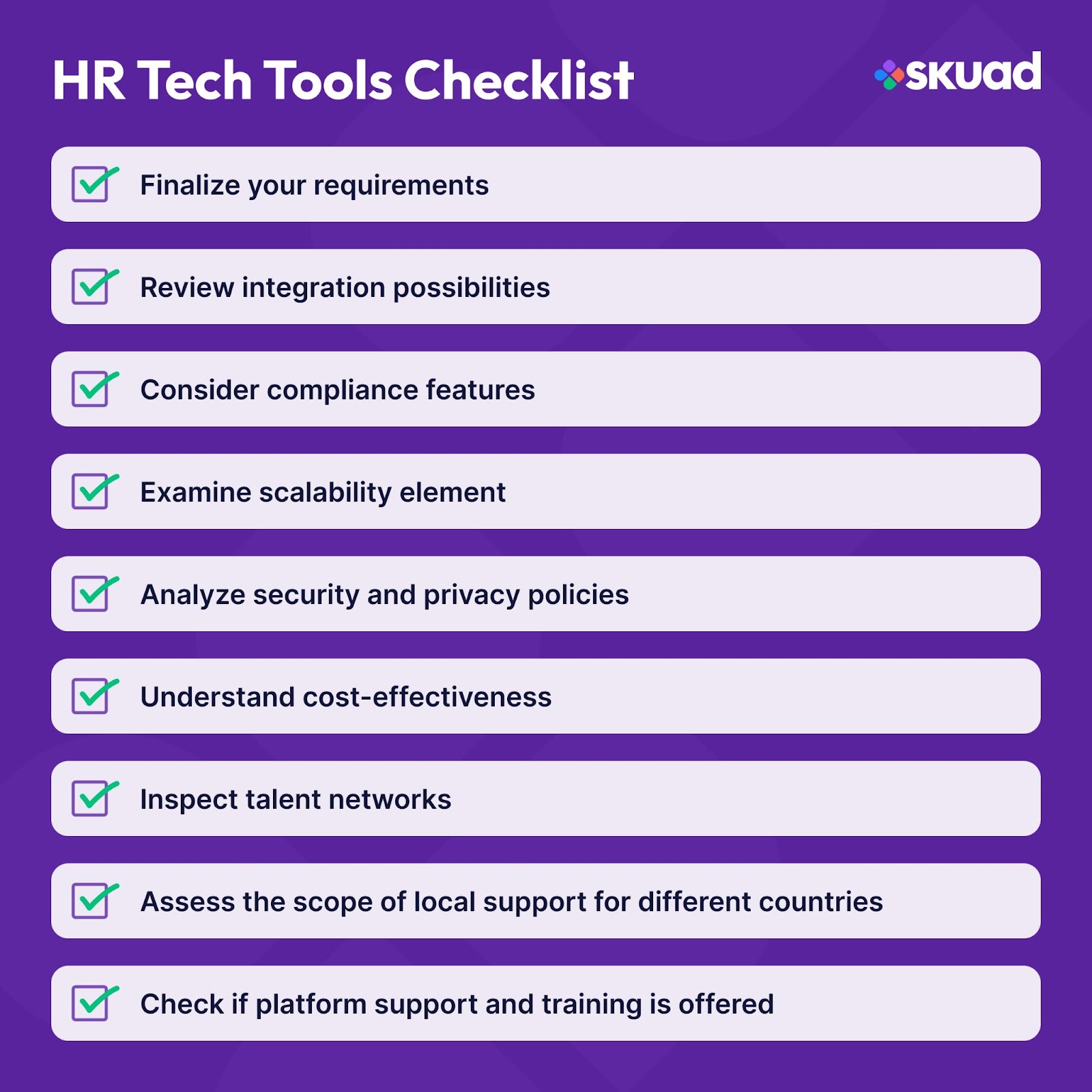 HR tech tools checklist
