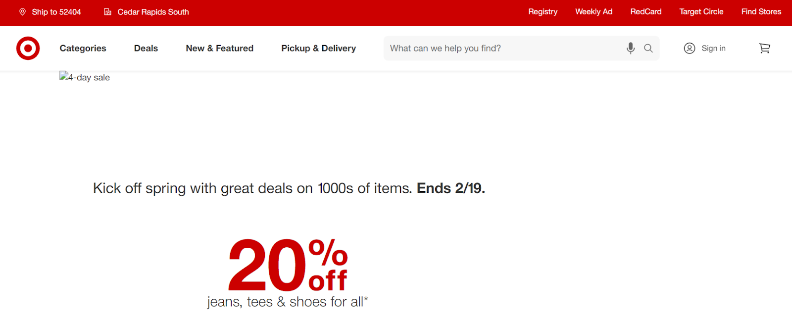 Target home page