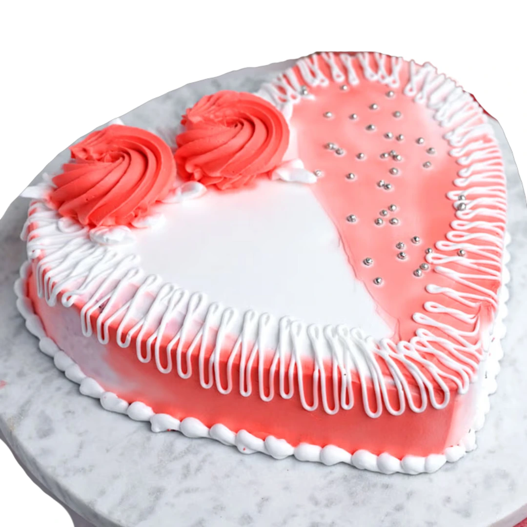 Delicious Strawberry Vanilla Heart Shape Cake by Belly Amy's