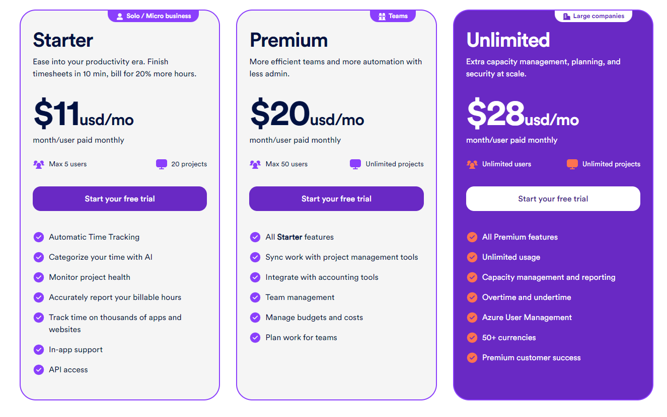 Timely Pricing Plans