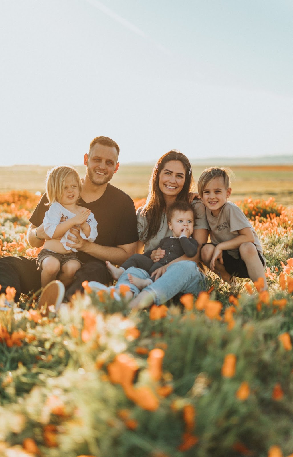 Family Photoshoot in flower field