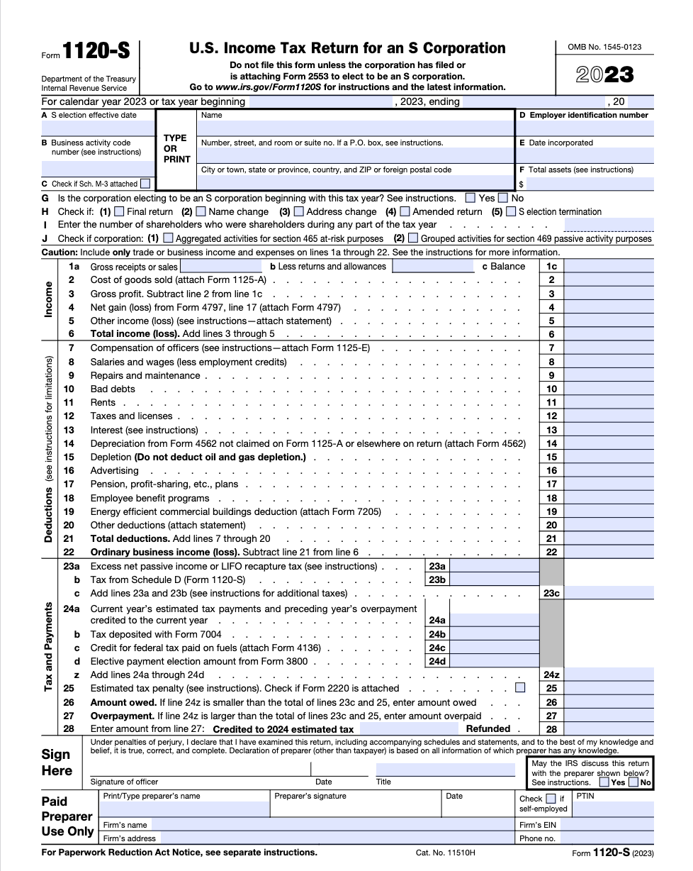 Form 1120-S Page  1