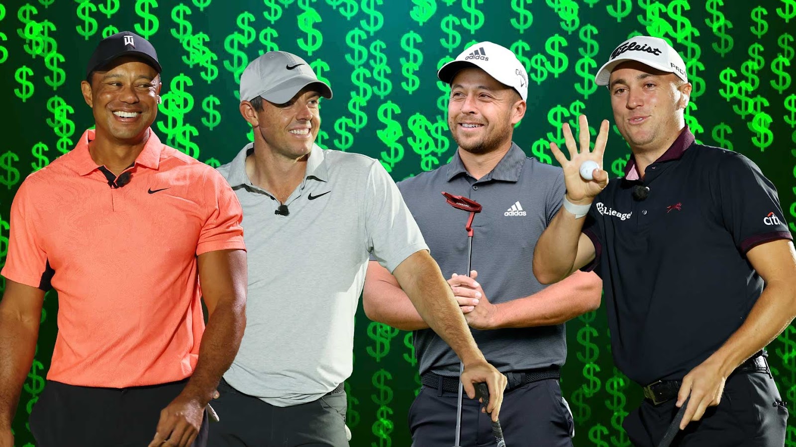 Tiger Woods, Rory Mcilroy, Xander Schauffele and Justin Thomas