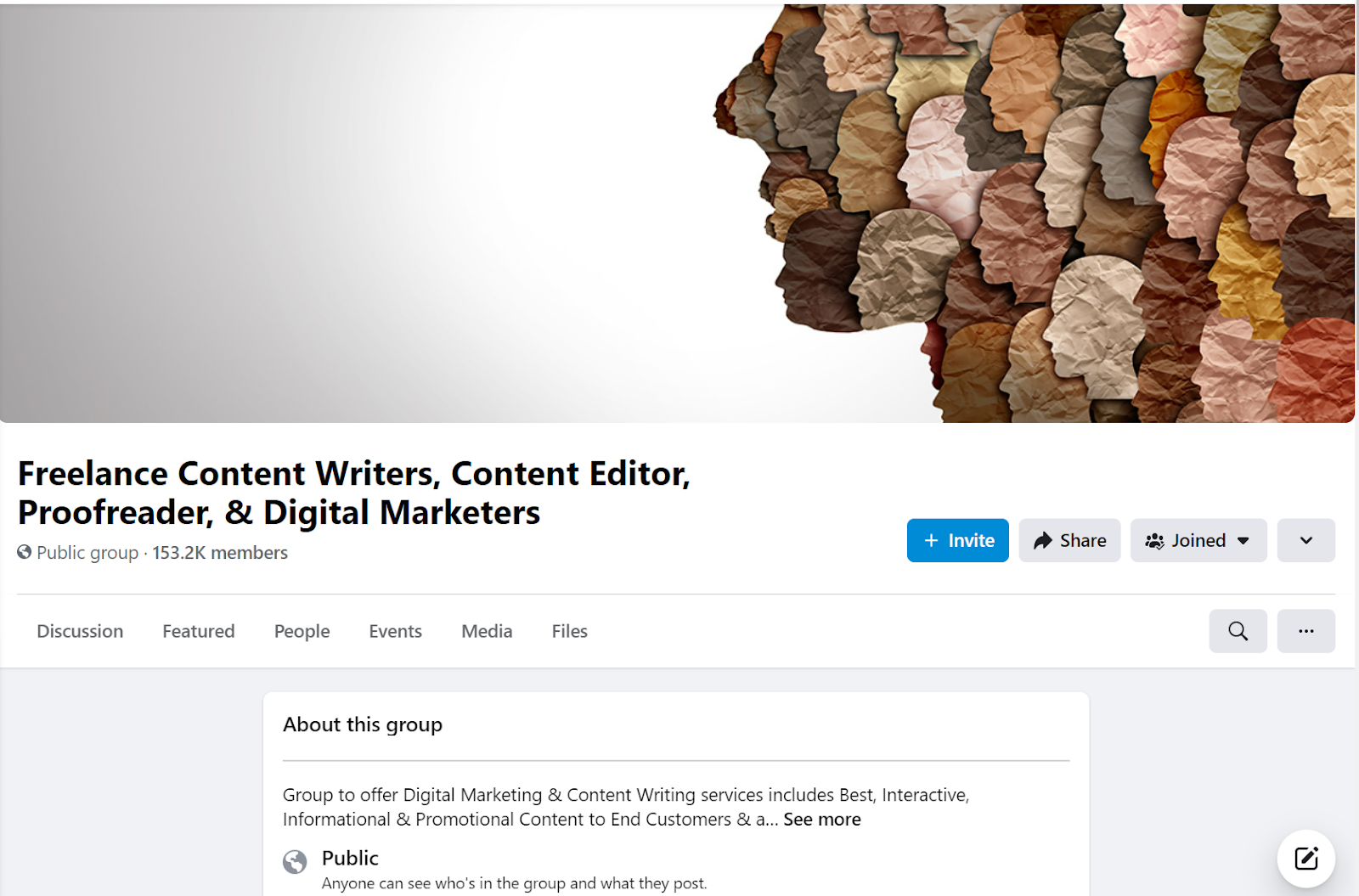 Facebook group for freelance content writers.