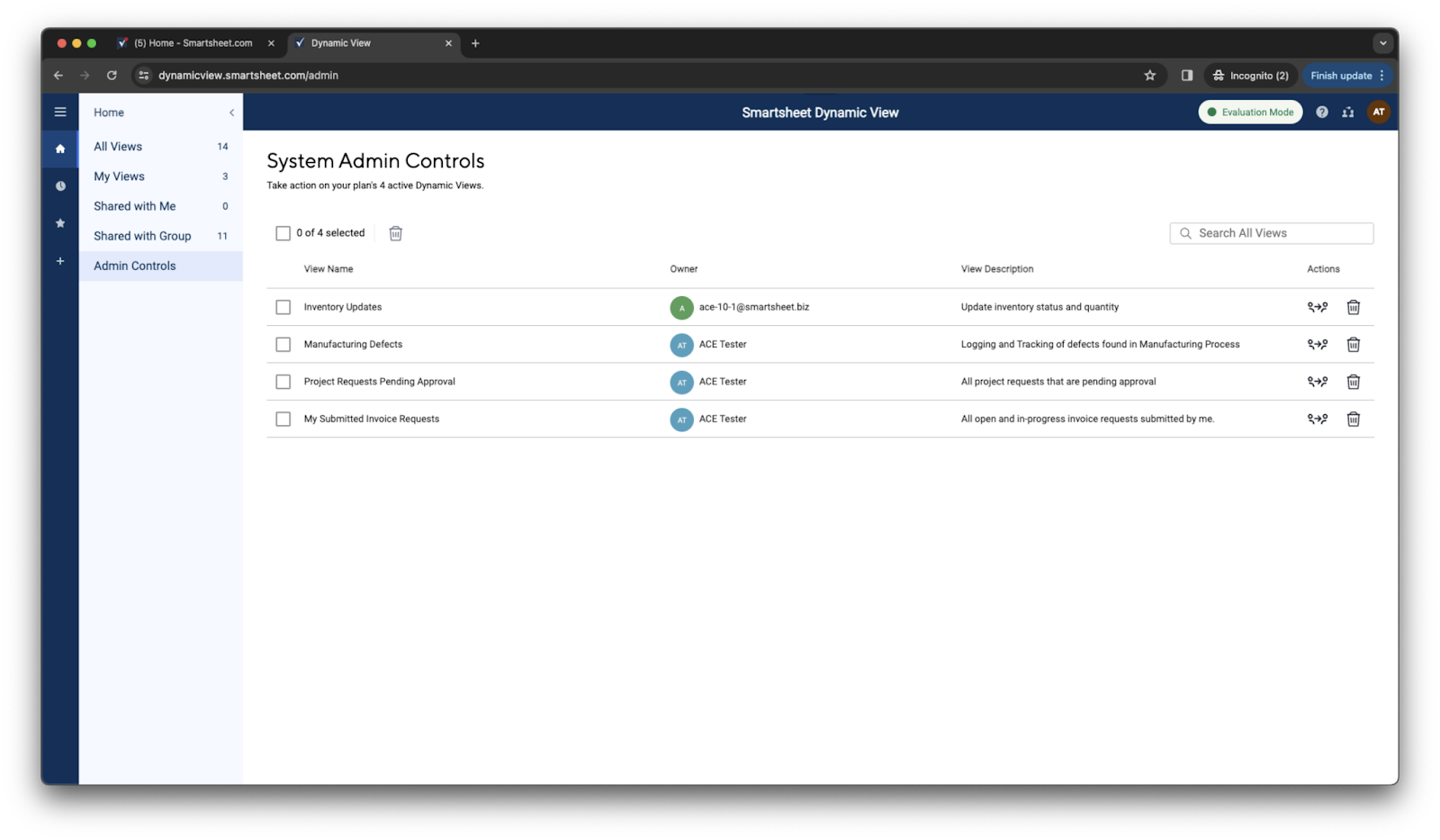 New Dynamic View Admin Controls Page Functionality! | Smartsheet