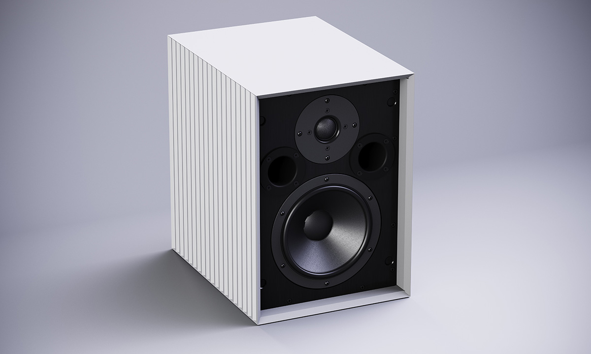 Goldmund Melos Active wireless loudspeakers in white finish.