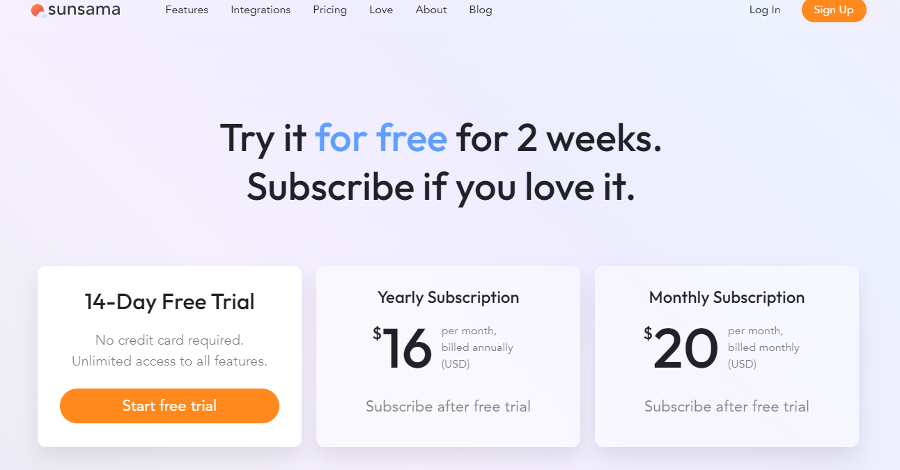Pricing Plans for Sunsama