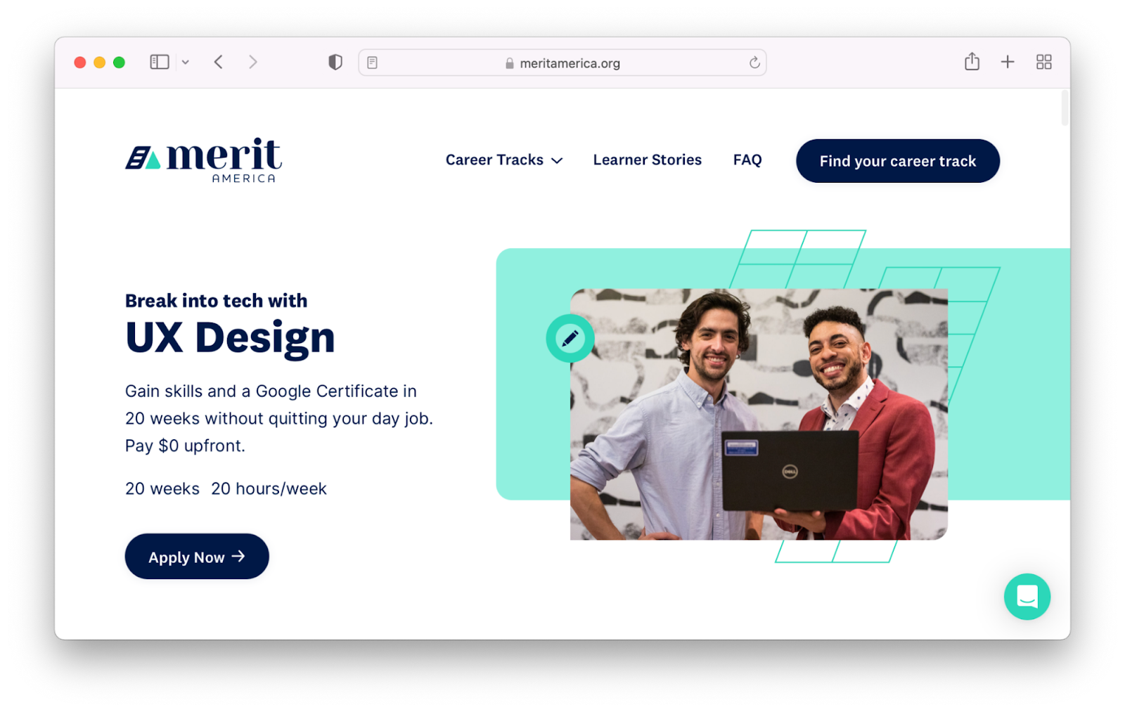 Merit America's UX Design program page
