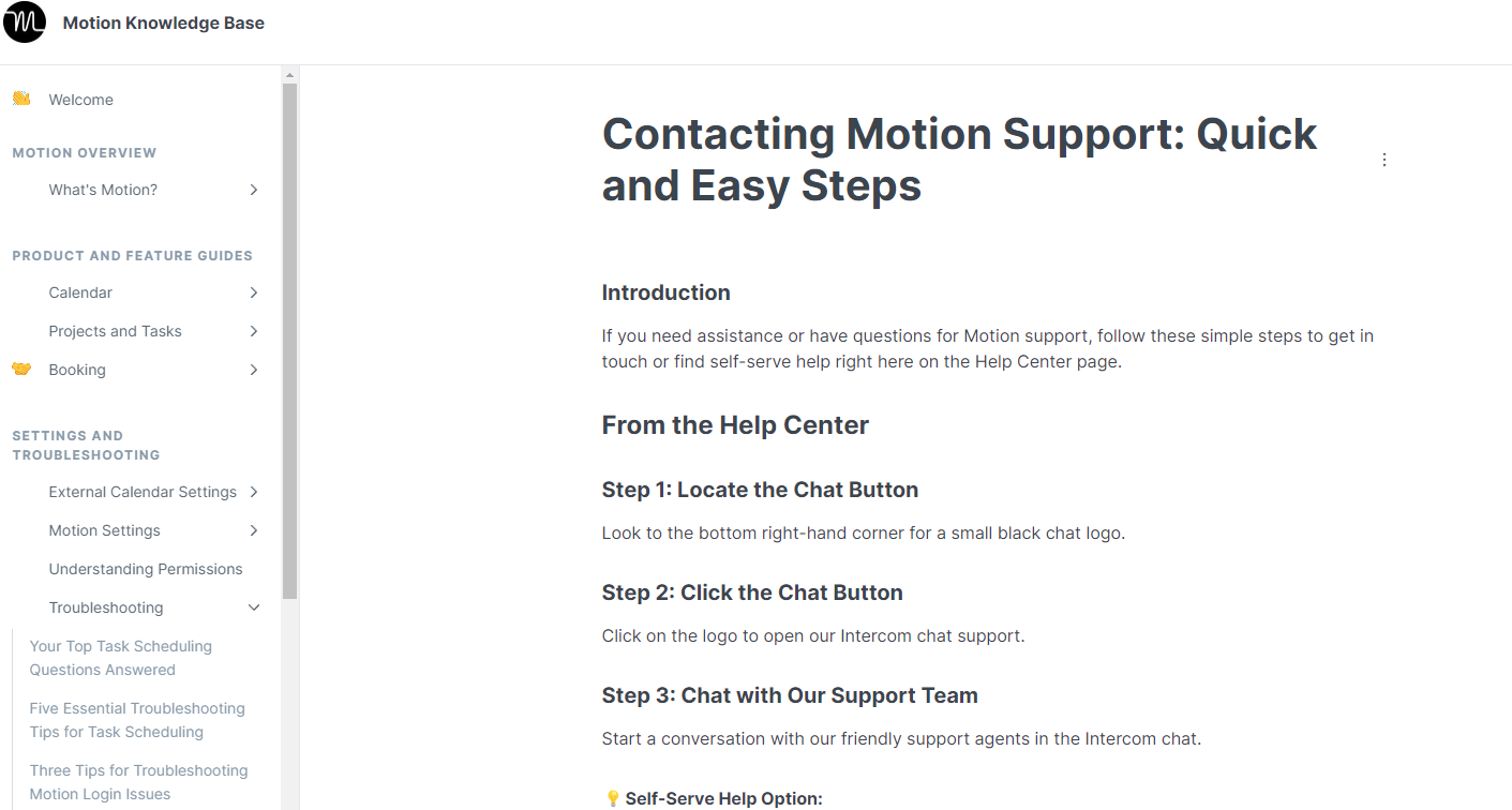 Motion's Customer Support