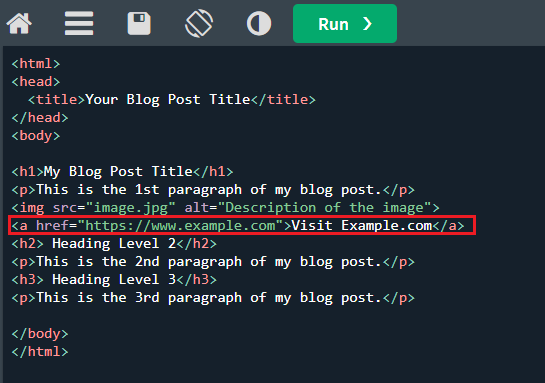 Linking an External Resource to an HTML Blog Post via Code