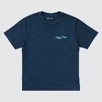 A blue t-shirt with a logo on it

Description automatically generated