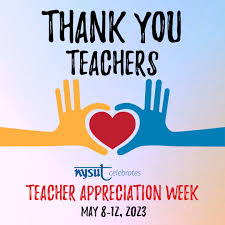 Thank you teachers, Teacher appreciation week, May 8-12,