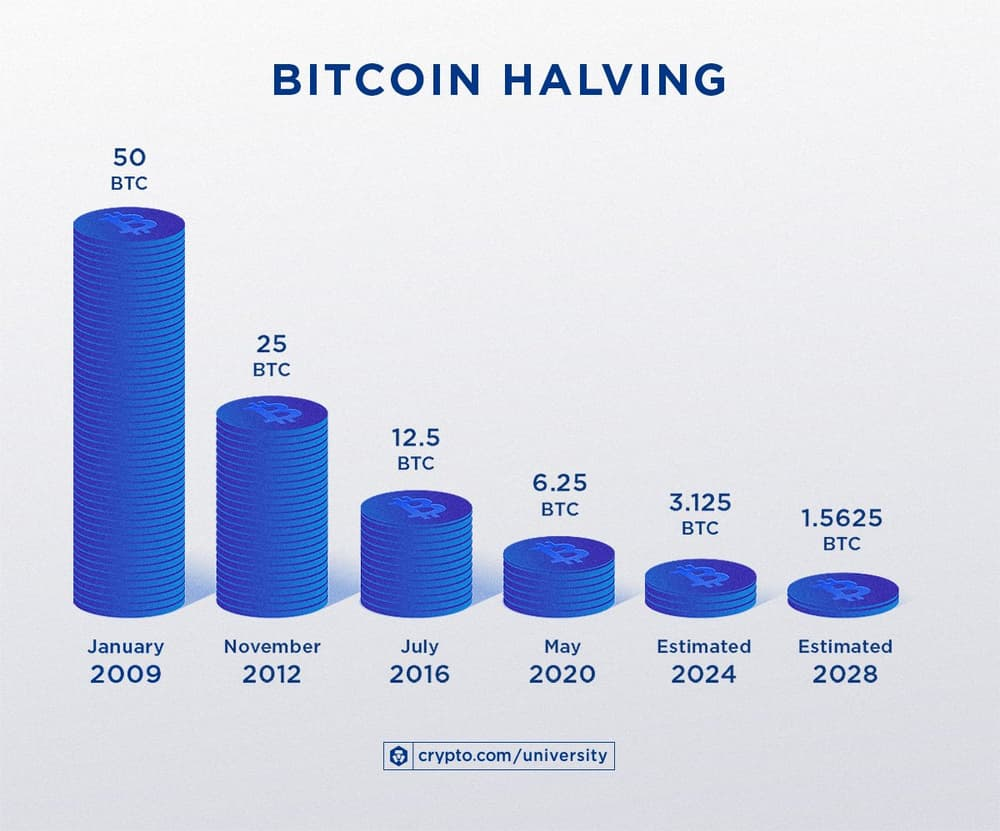 Each Bitcoin rewards halving.