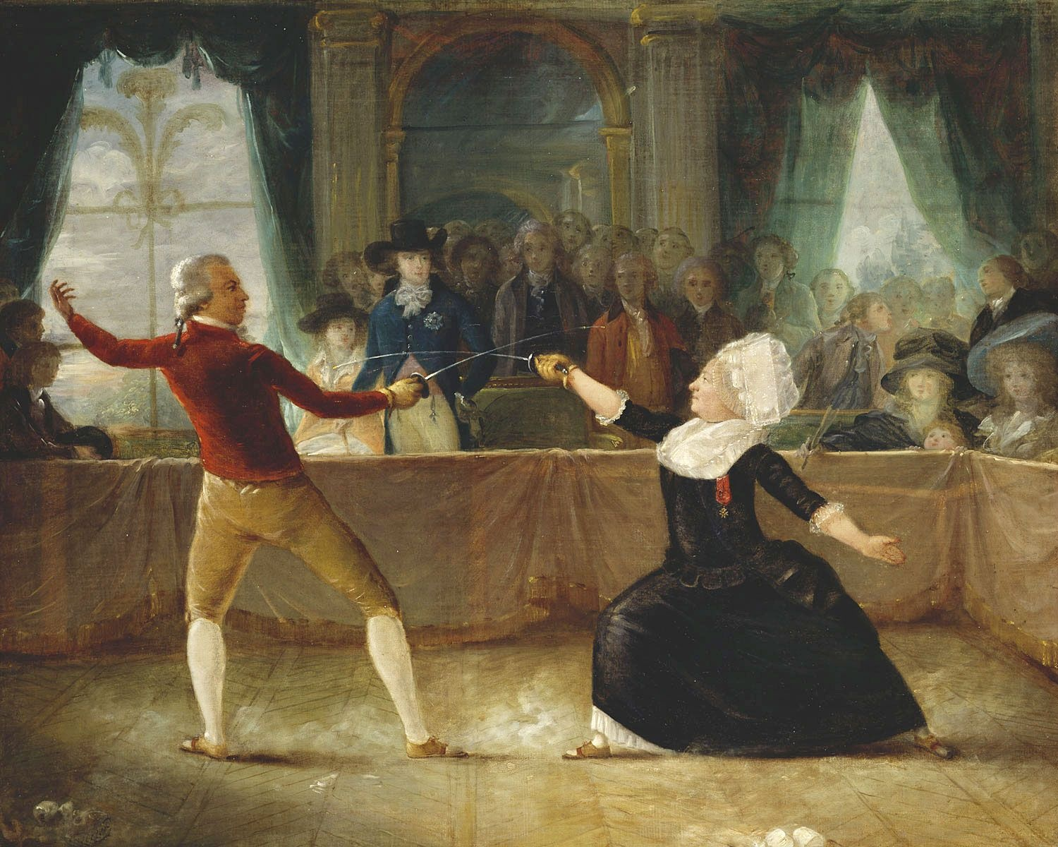 Alexandre-Auguste Robineau.- Assaut d'armes à Carlton House entre les chevaliers Saint George et d'Eon, 9 avril 1787.