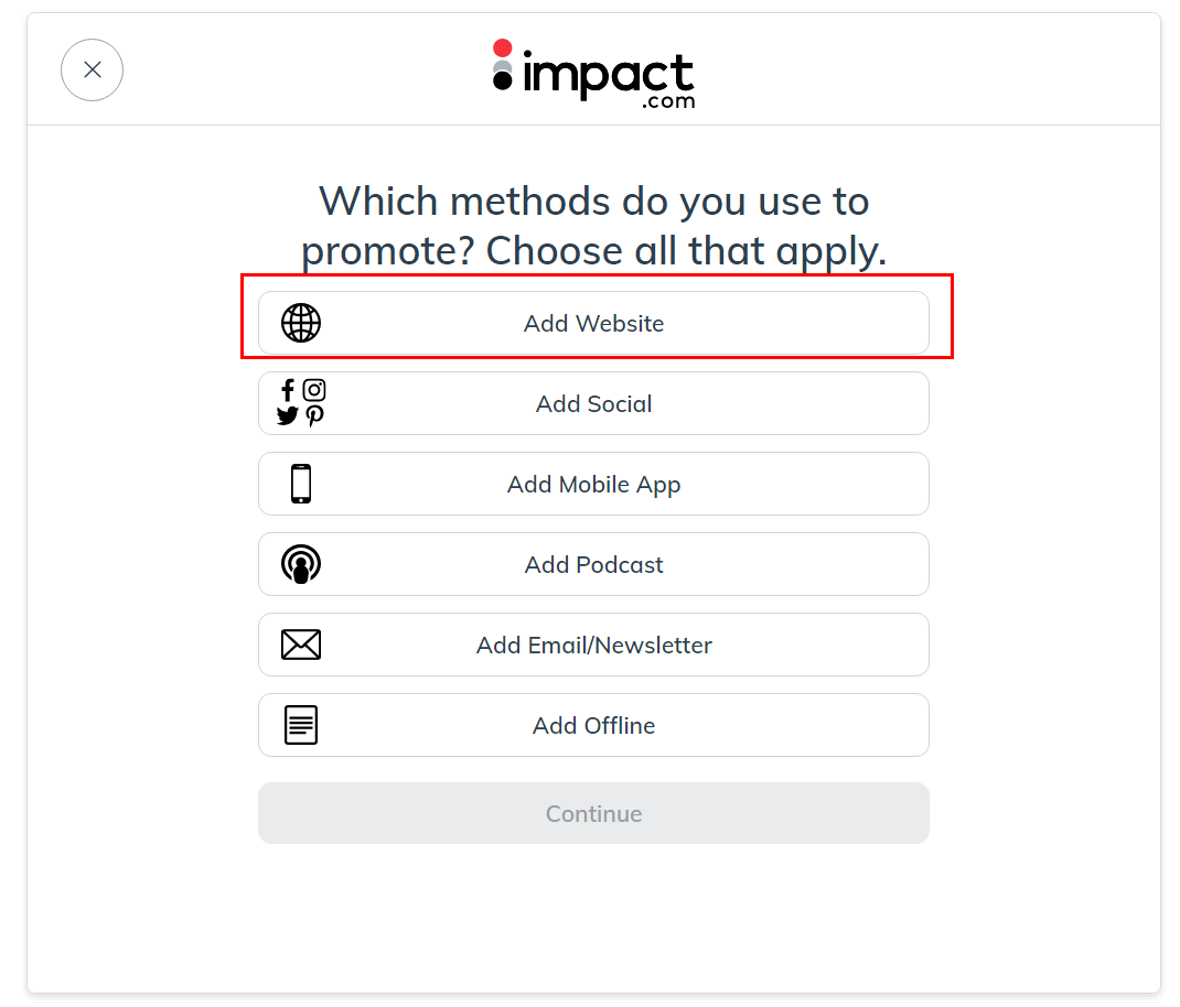 Impact radius sign up page step 4