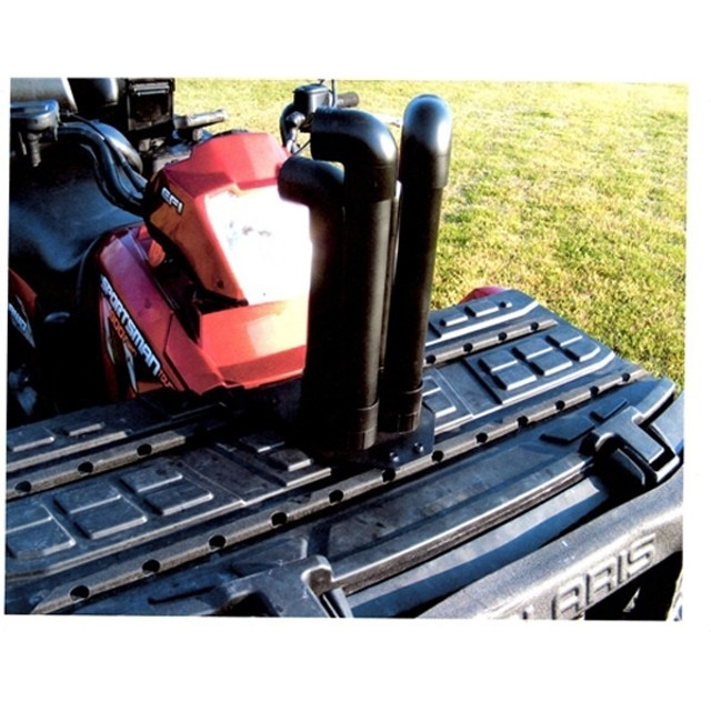 An image of a Polaris Sportsman 500 Snorkel Rise Kit by Triange ATV, installed on a Polaris Sportsman parked on grass.
