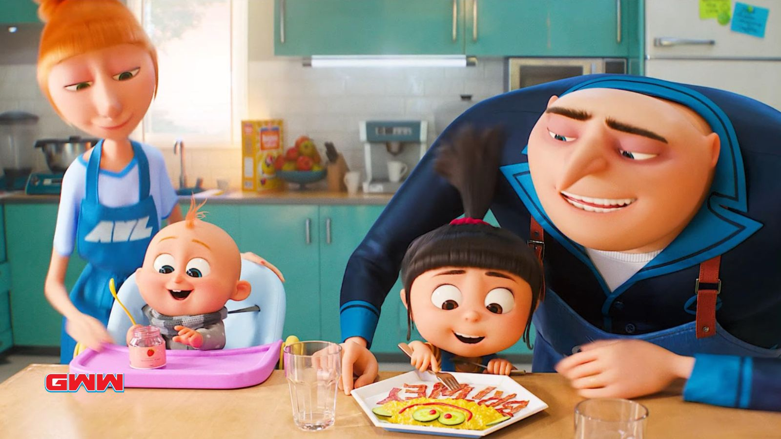 Gru and Lucy feeding their kids, Despicable Me 4 Release Date
