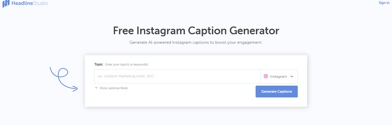 CoSchedule's AI-powered Instagram caption generator