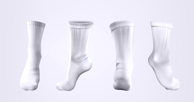 Free vector vector 3d realistic white mid calf socks