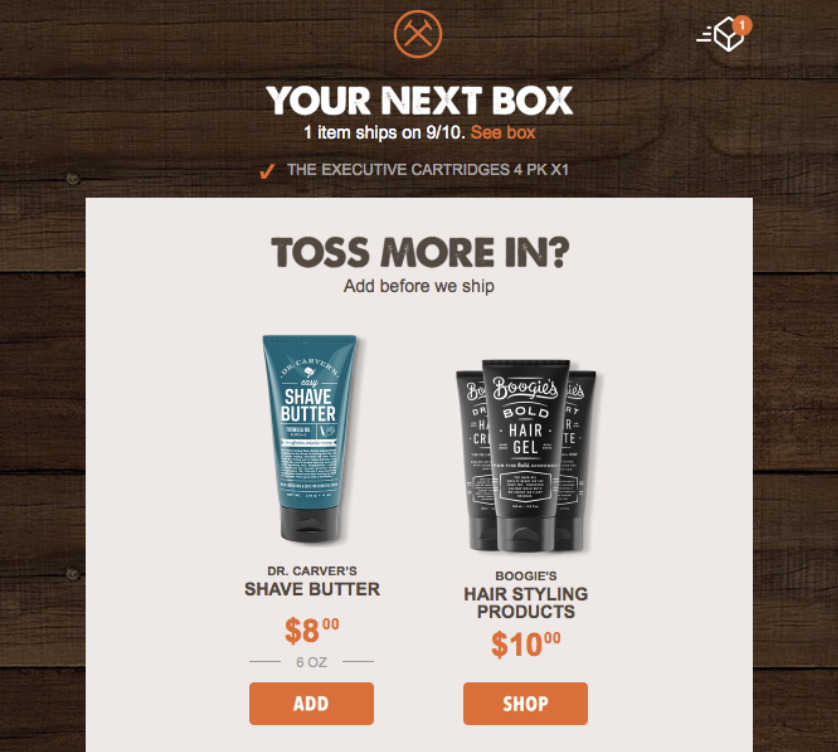 Dollar Shave Club email reminder to replenish products