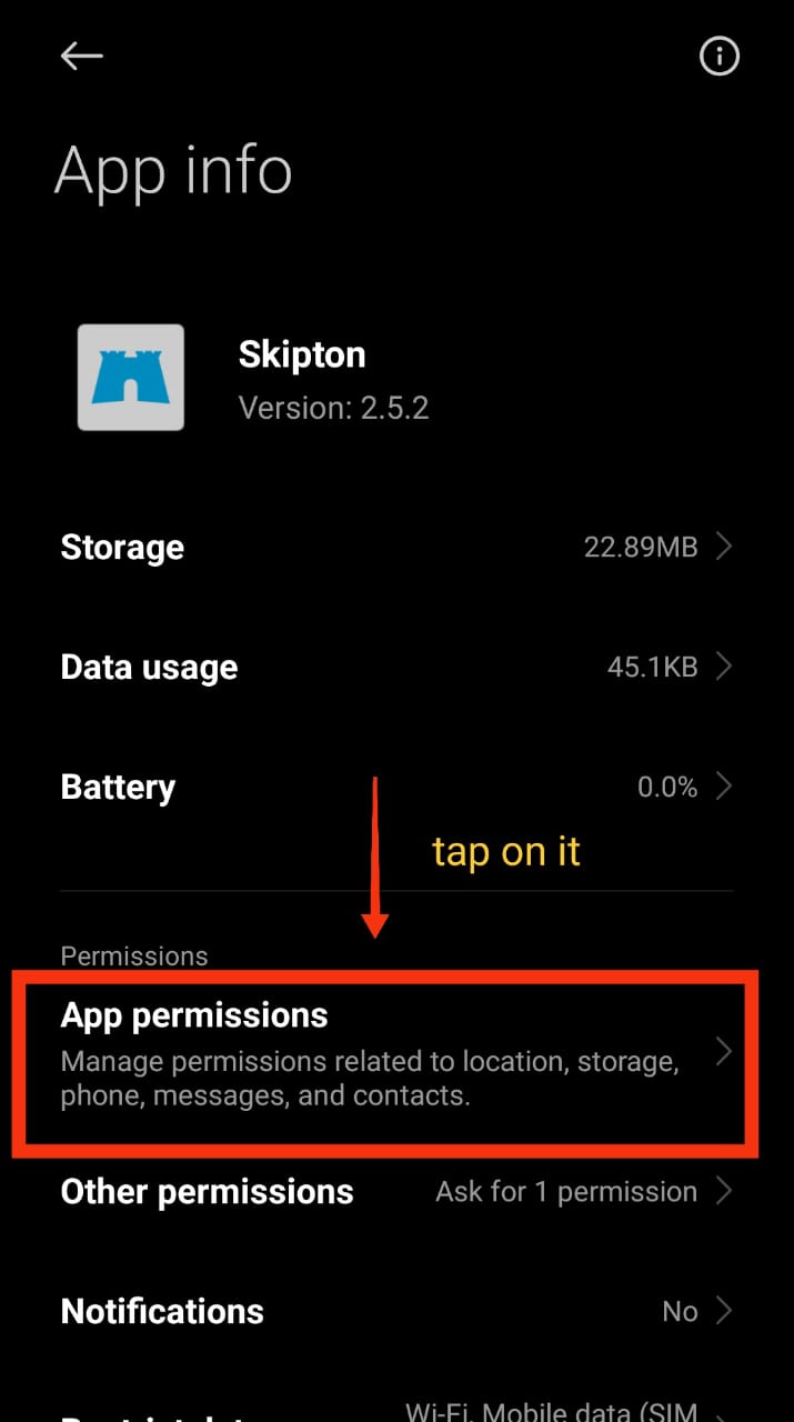 Grant Skipton App Permission